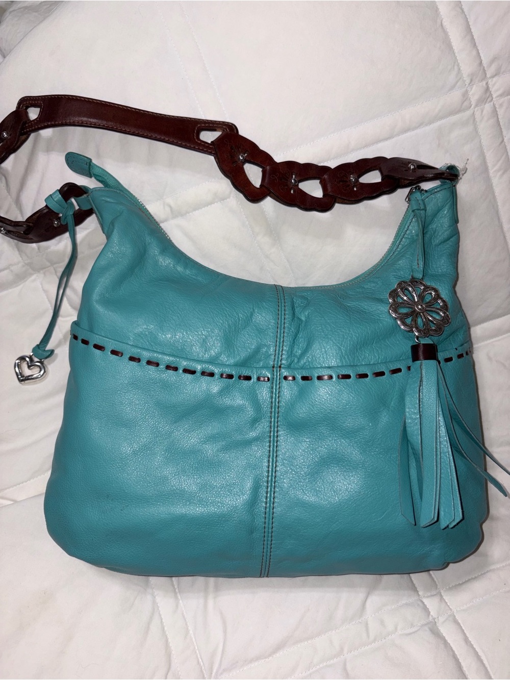 Gorgeous Brighton Kodiak Ziptop Hobo cutout strap studded Bag